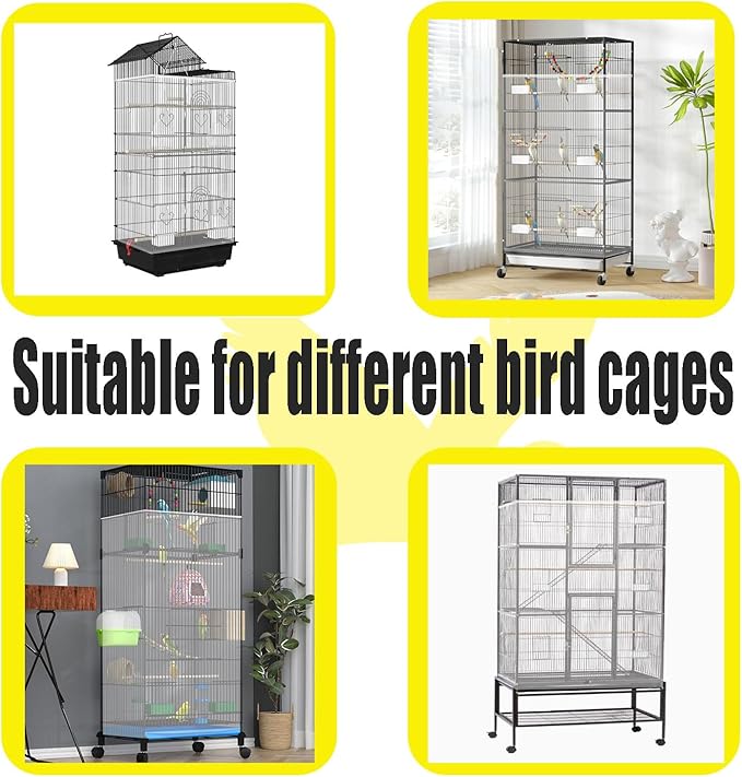 Bird Cage Seed Catcher Large Bird Cage Cover 118 * 31 inches Adjustable Net Cover,Nylon Mesh Birdcage Skirt Guard for Parrot Macaw Round Square Cages (1, White, 118 * 31 inches)