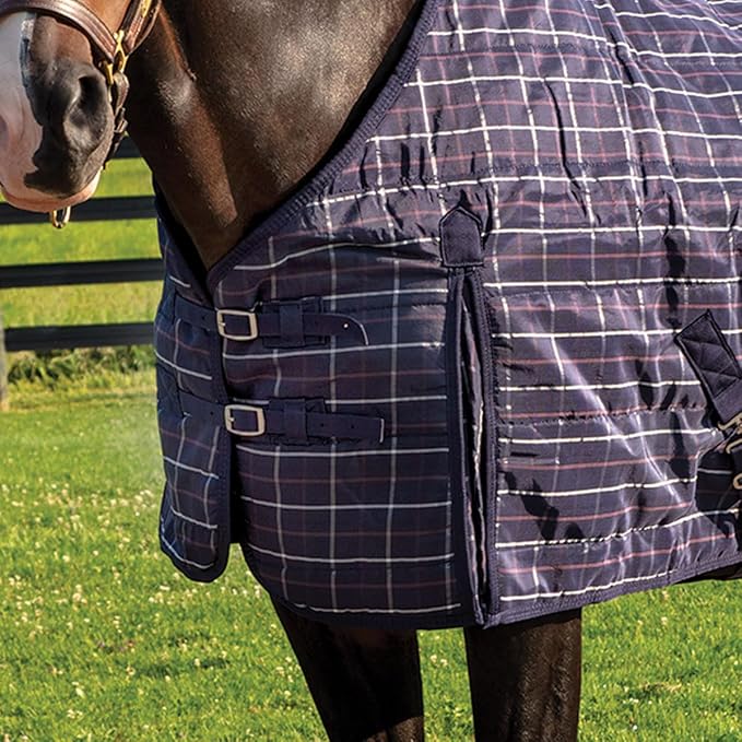 Country Pride Highland 1200D Lightweight Stable Blanket (74, Navy Plaid)