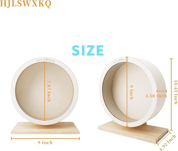 9.0 in Hamster Silent Exercise Wheel – Wooden Hamster Wheel with Removable Washable Track, Quiet Wheel for Gerbils, Mice, Small Pets – Prevents Boredom Depression (9.0in)