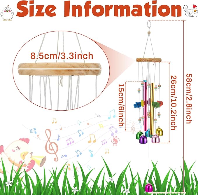 Chicken Chew Toys for Coop Multicolor Chicken Wind Chime Enrichment Toys Art Hanging Decoration for Bird Parrot Parakeet Budgerigar Lovebird