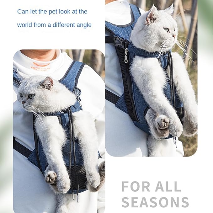 Portable Pet Carrier Backpack, Adjustable Pet Front Cat Dog Carrier Backpack Travel Bag for Small Medium Dogs Cats Puppies, Cat Backpack Carrier for Hiking Cycling (K, L)