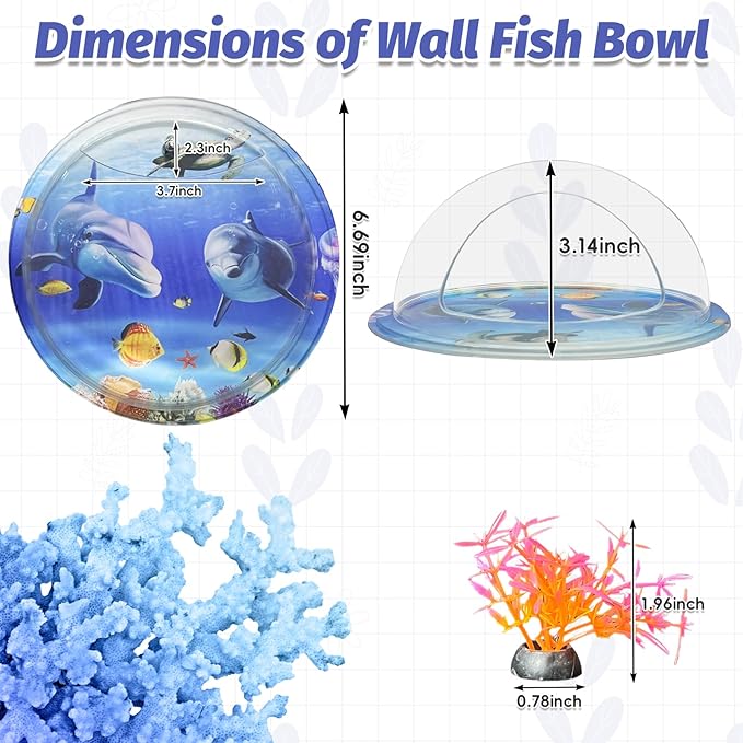 kathson Acrylic Wall Hanging Fish Bowl Wall Mounted Fish Tank Planter Fish Bubble Hanging Aquarium Hydroponic Plant Pot Betta Fish Tank Bowl for Home Decor Pot Decoration Planter (6.69 in)