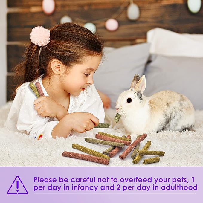 Bissap 36PCS Rabbit Chew Sticks, Mixed Natural Timothy Hay Oat Carrot Bunny Chew Toys and Treats for Rabbits Bunnies Chinchillas Guinea Pigs Hamsters and Other Small Animals Molar Snacks