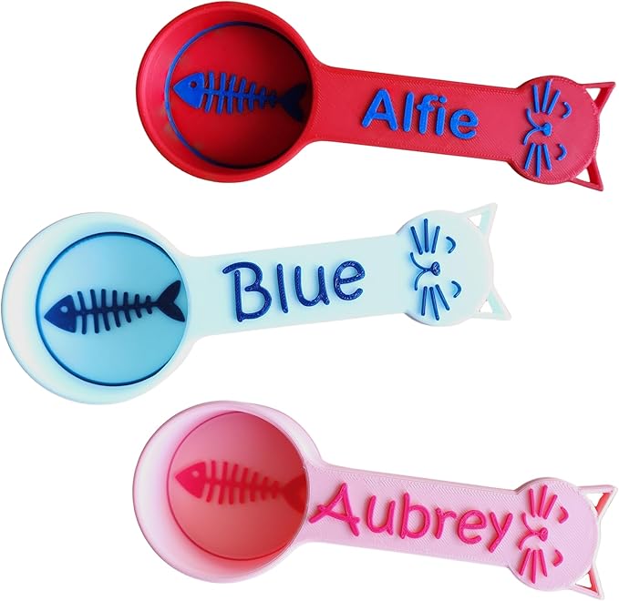 Personalized Cat Food Scoop, Cat Food Measuring Cup with Name, Kibble Scoop (7 oz - 7/8 cup)