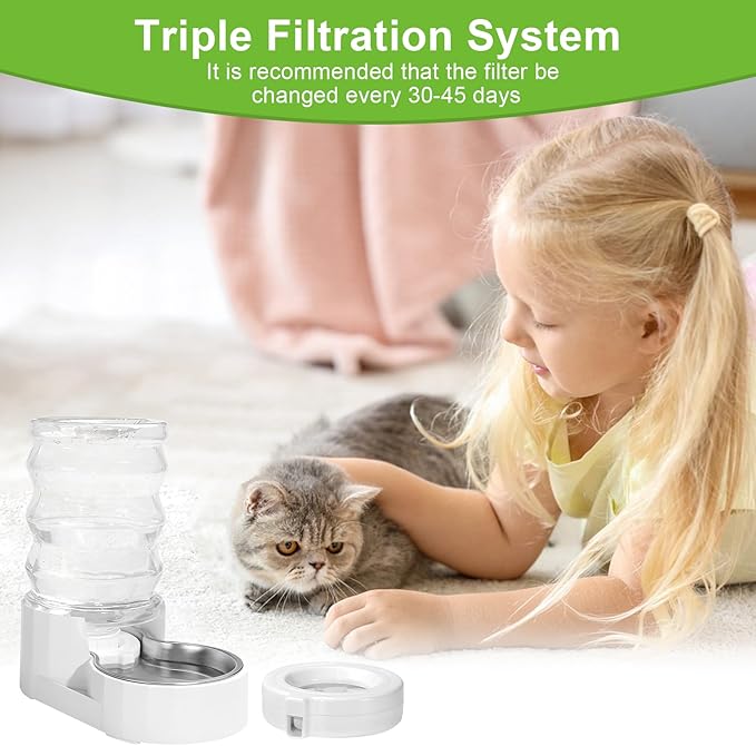 Dog Water Dispenser Filters,Triple Filtration System Dog Water Fountain Filter Replacement (8 Pcs)