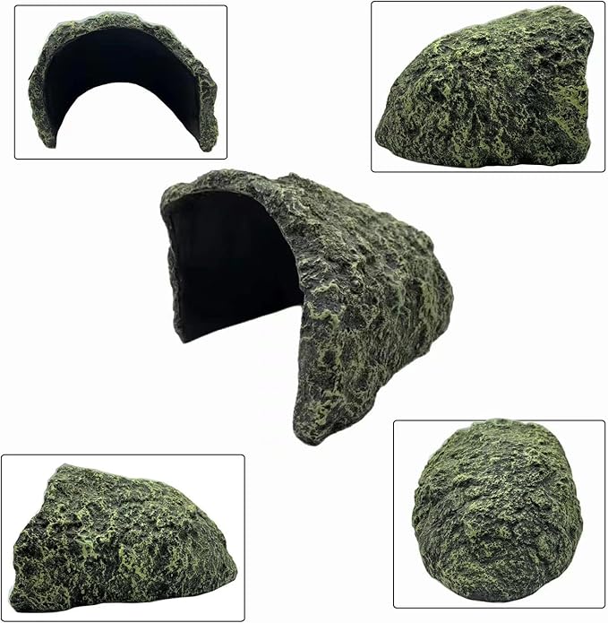 Oversize Reptile Hides and Caves Resin Aquarium Habitat Hideouts Large Hiding Cave Lizard Hiding Spot for Bearded Dragon Snakes Tortoise Aquarium Terrarium Hideaway