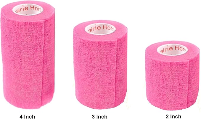 Vet Wrap Tape (Neon Pink) (2 Pack) (3 Inch x 15 feet) Self Adhesive Adherent Adhering Cohesive Flex Self Stick Bandage Grip Roll Dog Cat Pet Horse