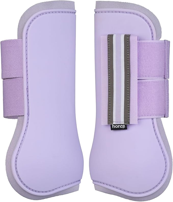 HORZE Adepto Open Front Tendon Boots | Durable Shell with Neoprene Lining - Languid Lavender Purple - Pony