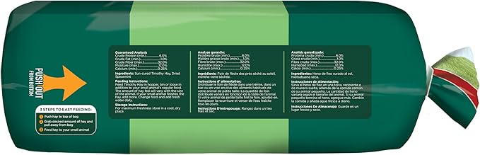 Kaytee All Natural Timothy Hay Plus Mint for Guinea Pigs, Rabbits & Other Small Animals, 24 Ounce