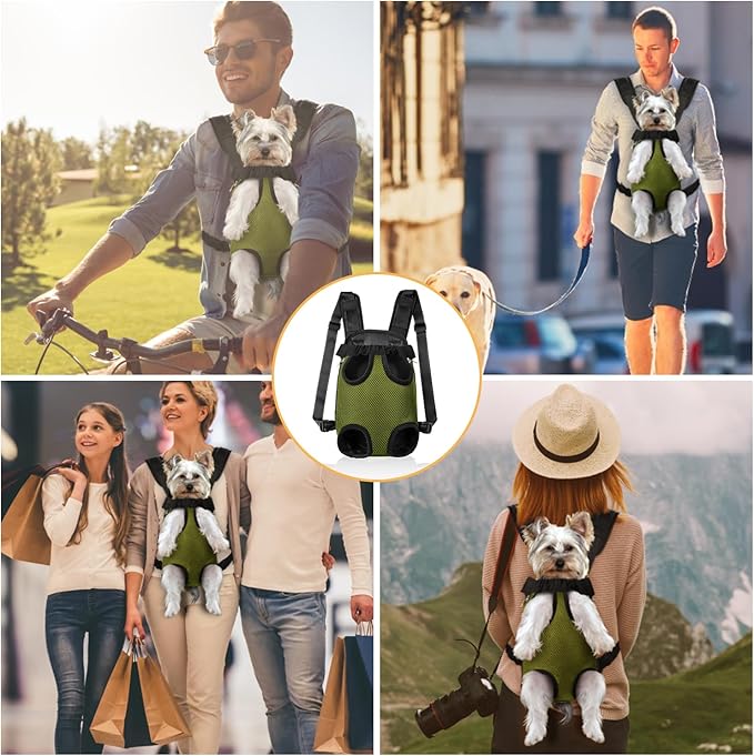 YUDODO Pet Dog Carrier Backpack Adjustable Dog Front Carrier, Legs Out Easy-Fit Dog Travel Backpack Carrier for Hiking Camping for Small Medium Dogs Cats and Rabbits (Medium (Pack of 1), Army Green)