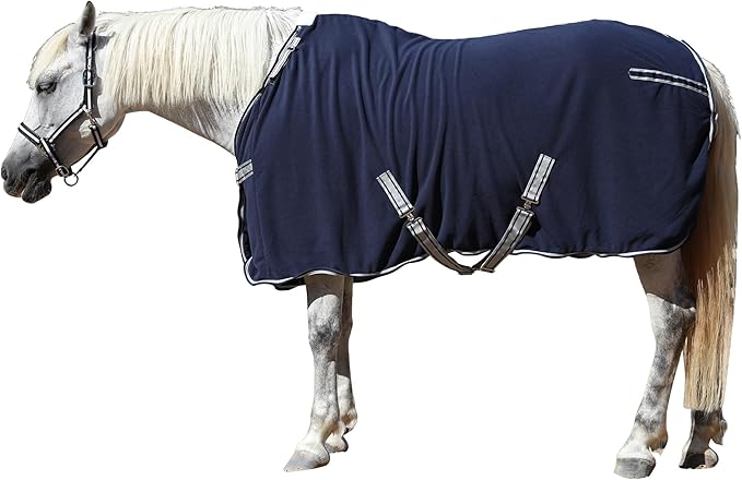 Horse Fleece Cooler, Blanket Liner - 300g Anti-Pilling Fleece, Moisture-Wicking, Cooling & Drying for Post-Workout, Bath & Travel, Prevent Overheating & Chilling Navy 84