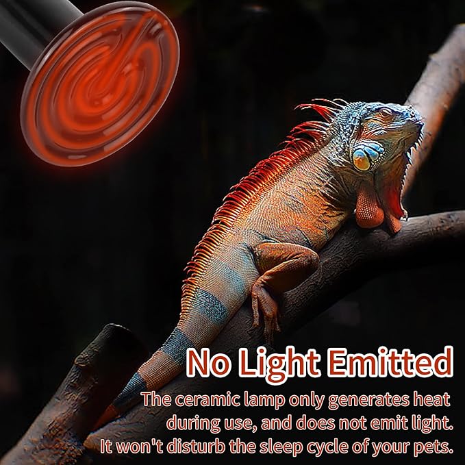 75W Ceramic Heat Emitter (2 Pack), Reptile Heat Lamp Bulbs, Ceramic Heater for Amphibian, Pet Brooder Coop, Chicken, Dog