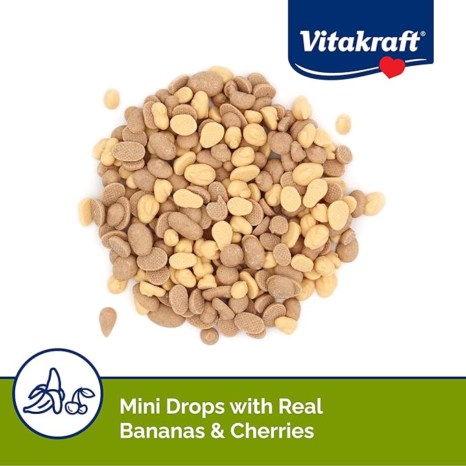Vitakraft Drops Mini Banana & Cherry Flavor Dwarf Hamster, Rat, and Mouse Treat, 2.5 oz, Multi