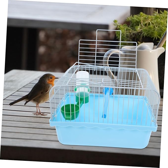 VANZACK Portable Birdcage Bird Carrying Carrier Parrot Cage Pet Travel Cockatiel Parrot Travel Carrier Pet Travel Travel Carrier Blue Iron
