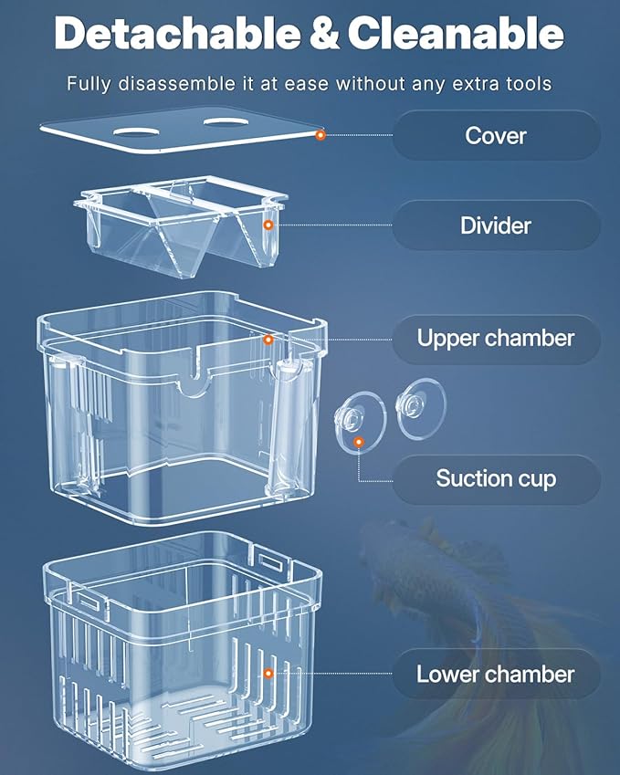 Pawfly Small Aquarium Fish Breeding Box for Fry Hatchery, Shrimp & Aggressive Fish Isolation