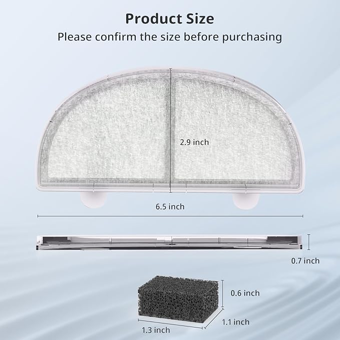 9 Pack Cat Water Fountain Filter, Replacement Filters for WF20/CF20 Wireless Pumps Cat Water Fountain,Triple Filtration System (9 Pcs Sponges)