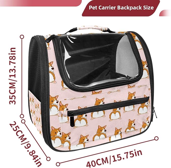 Corgi Dog (2) Pet Carrier Soft Sided Carrier for Small Medium Cats Dogs