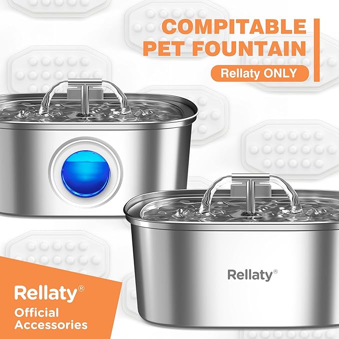 Official Cat Water Fountain Filters Replacement & Pre-Filter Sponges for 3.2L/108oz Automatic Pet Fountain Dog Water Fountain, White