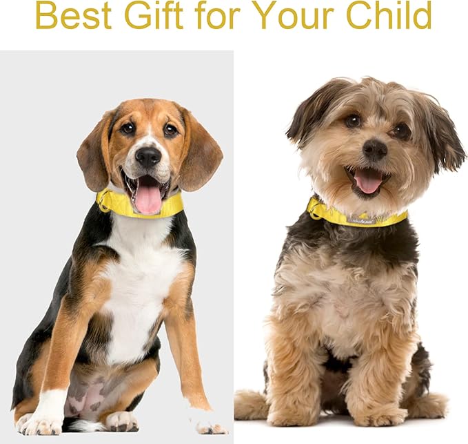 Nylon Dog Collar - Adjustable Yellow Soft Webbing Dog Collars for Small Medium Large Dogs Boy Girl Puppy Collar with Safety Metal Buckle S