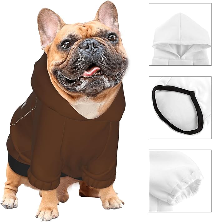 Personalized Chihuahua Dog Hoodie, Custom Pet Warm Sweatshirt Costume with Name Number Photo, Customize ID Clothes for Pupppy Kitten Dogs Cats, Chocolate, L