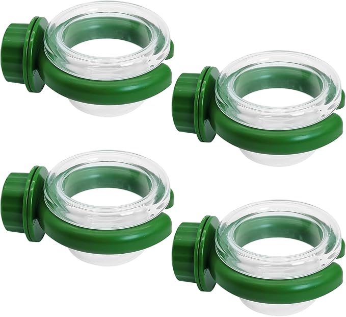 PINVNBY 4 PCS Birds Cage Feeders with Clamp, Transparency Feeding Dish Cups Easy to Install Bird Bowls Small-Sized Detachable Parakeet Feeder for Finches Lovebirds（Green）