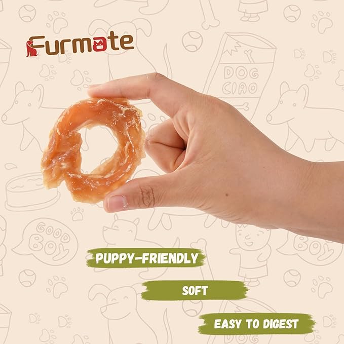 Dog Treats Chicken Jerky Rings, Natural Chicken Breast w/Taurine, Rawhide-Free High-Protein Long-Lasting Chewy Training & Rewards Dog Snacks for Small Medium Large Dogs,10.58 oz