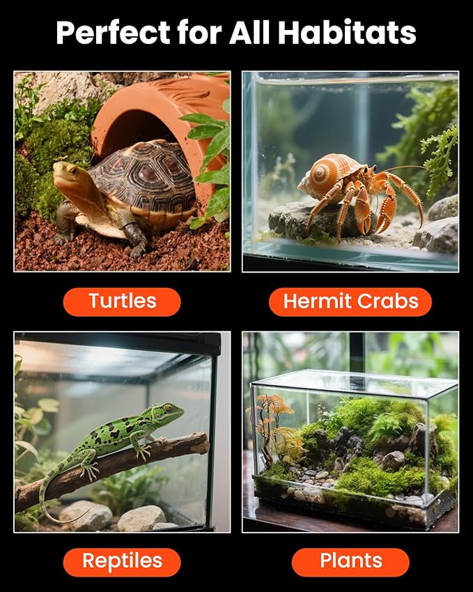 MQ Reptile Terrarium Heat Pad with LCD Digital Aquarium Thermometer, 6 x 11in Power Adjustment Under Tank Heater Mat for Pets, Small Animals, Seedling, 7W