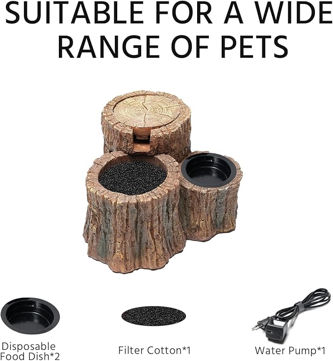550ML Reptile Water Fountain with Food Dish – Terrarium Drinking Fountain for Bearded Dragon, Gecko, Chameleon, Lizard, Tree Frog & Turtle – Keeps Water Clear, Easy-to-Use Water Dispenser