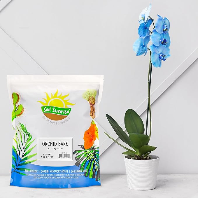 Soil Sunrise 100% Organic Orchid Potting Bark (8 Quarts) All-Natural USA-Sourced Pine Bark Orchid Mix Additive