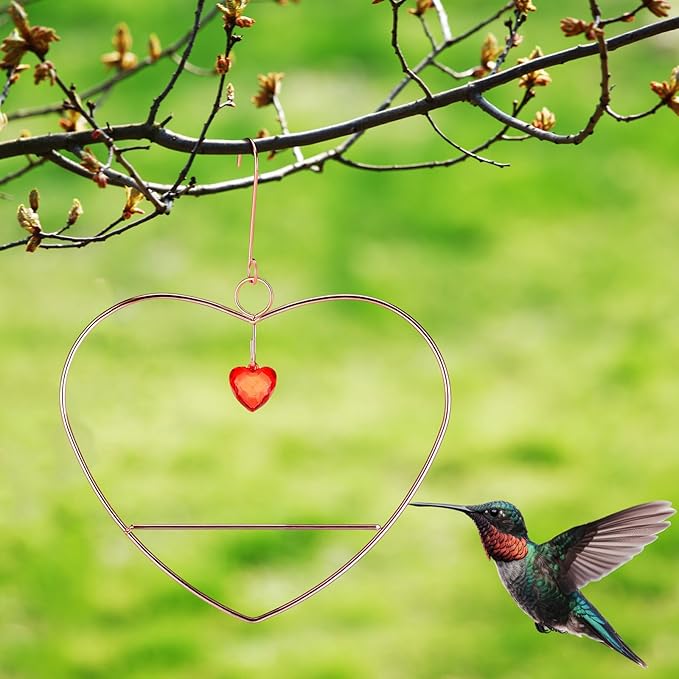 LemonRoad Hummingbird Swing, Tweet Heart Birdie Swing, Copper Hummingbird Perch Metal Frame for Wild Finches & Orioles Bird Outdoors Indoor Trunk Lawn Patio Garden (Copper)