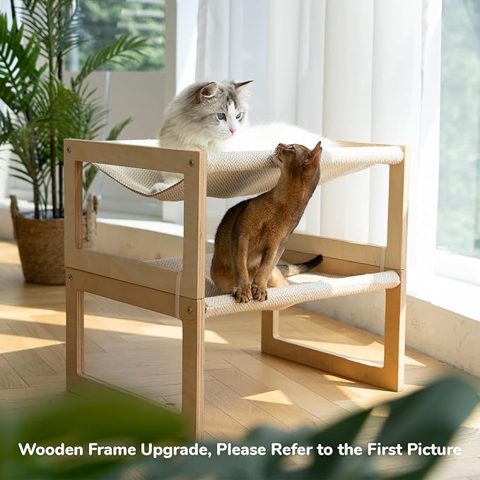 FUKUMARU Dog Bed, Large Breathable Cat Bed, Wooden Cat Hammock for Outdoor, 21 X 16.5 Inch Elevated Pet Furniture Suitable for Kitty, Puppy, Rabbit, Bunny and Small Animal
