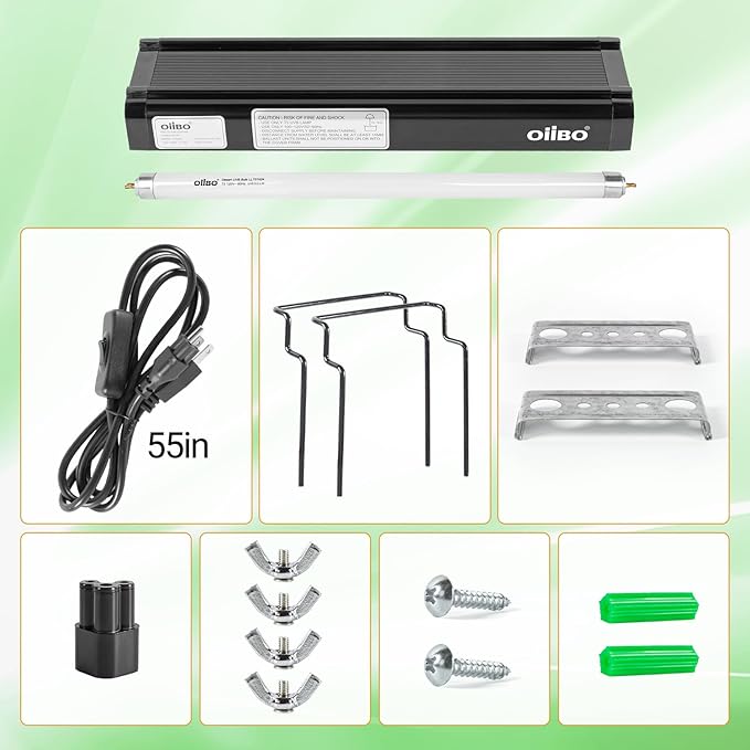 Oiibo T5 HO Reptile Light Fixture UVB Lighting Combo Kit, Reptiles Terrarium Lamp Hood Light Fixture Include UVB 5.0 Rainforest Reptile Light for Chameleon Arboreal Geckos Lizard (8W)