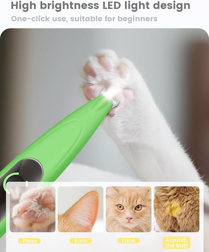 Dog Paw Trimmer with LED Display, Ultra-Low Noise Cordless Paw Trimmers for Dog's Feet, Cordless Hair Trimmer for Paws, Ears, Face, Rump