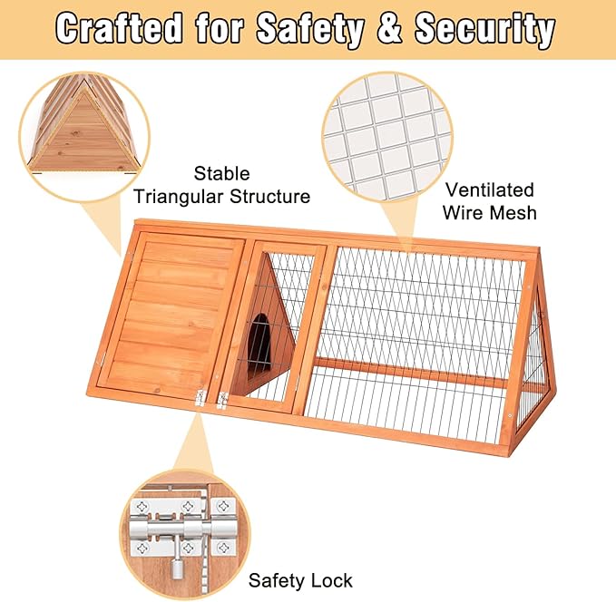 Chicken Coop for 2 Chickens Small Rabbit Hutch Quail Coop Wooden Bunny Cages Outdoor Chicken Comes with Tray (Wood) (Brown)