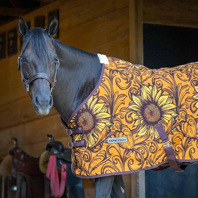 Jeffers Expression Standard Neck Fleece Cooler for Horses, 78"- Equine Towel Blanket, Moisture Absorbent, Light Weight, Best for Drying, Exercise, Bathing, Adjustable Belly Bands - Bloomin Toolin