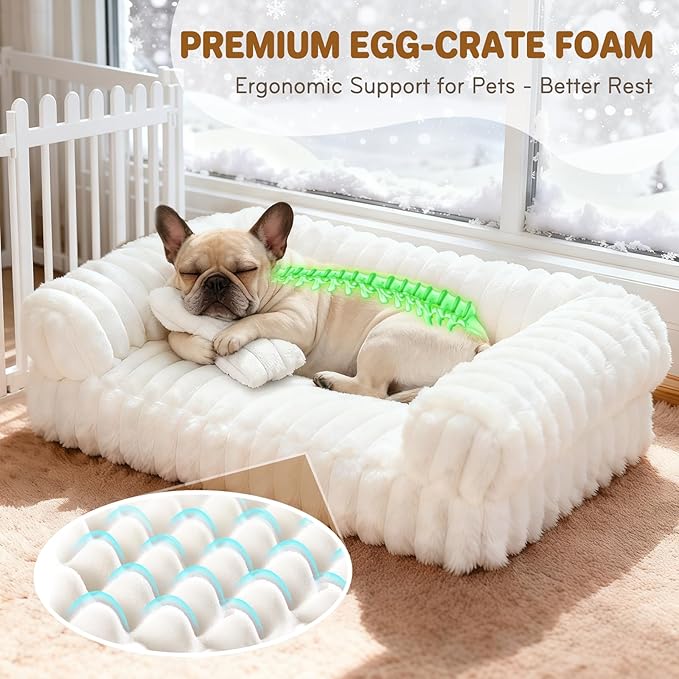 Cat Bed, Cat Beds for Indoor Cats, Winter Self Warming Pet Sofa Bed, Washable Medium Pet Bed for Puppy and Small to Large Kitten with Anti-Slip Bottom, Fits Up to 65lbs Pets