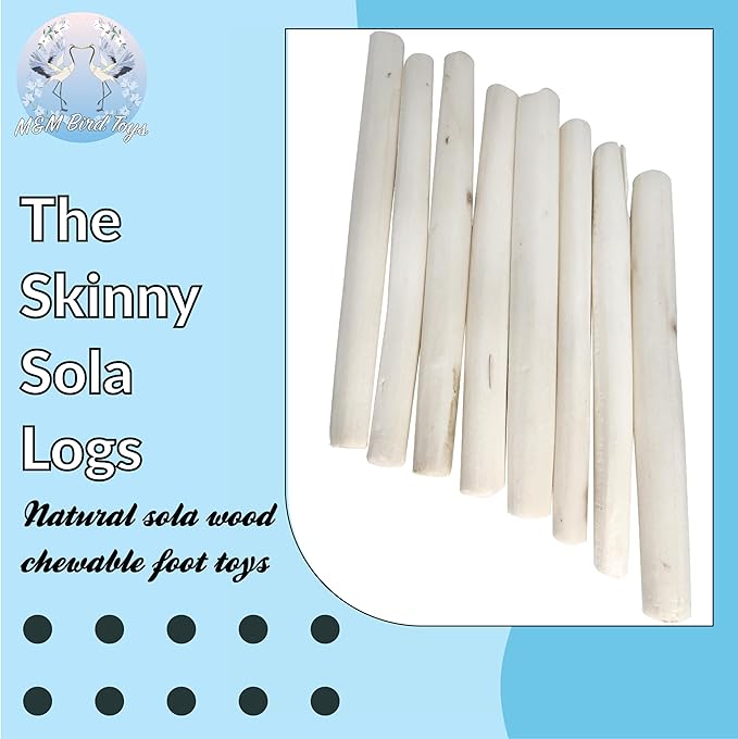 by M&M 5509 Skinny Sola Logs Pk4 - Handcut Air Dried Natural Sola Wood Sticks, Easy for Birds to Chew and Shred, Lightweight, Break by Hand, Delight for Small Size Pets