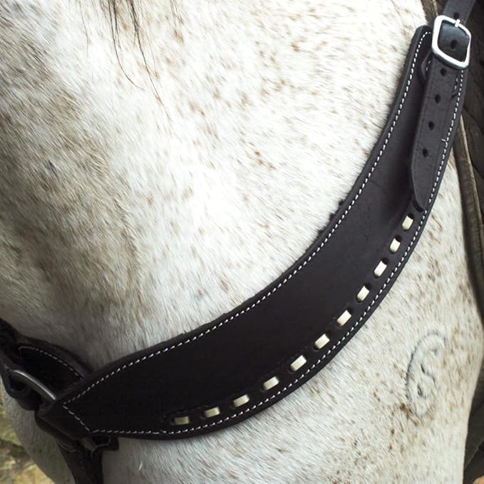 Western Horse Breast Collar - Hand-Tooled Leather Tack for Barrel Racing, Roping & Trail Riding - Durable Adjustable Fit - Rodeo & Show-Quality Equestrian Gear