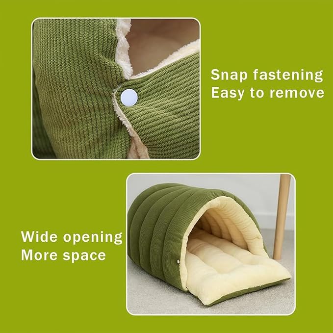 CutyPet Winter Cave,Warmth Cozy Comfort Plush Pet Cave,Cute Cozy Safe Hideaway Cat Bed with Removable Cushion,Warm Soft Removable Washable for Cats and Dogs (Brown Plaid, L:25.59 * 15.74 * 11.02 in)