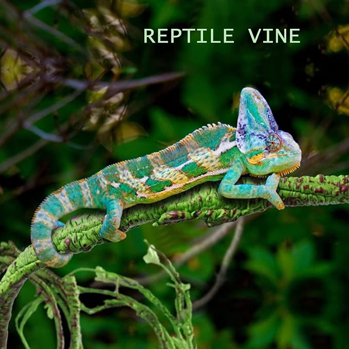 Grddaef Reptile Vines Plants for Terrarium, Flexible Vines Jungle Climbing Branch with Leaves Tank Decor for Snakes Bearded Dragons Geckos Hermit Crabs Lizards Chameleons