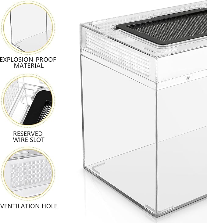 Reptile Terrarium Kit 12" x 7"x 9" Spider Tank Starter Tank, Leopard Gecko Tank, Tarantula Cage Hermit Crab Habitat, Lizard Enclosure, Insect Tank Kit, Jumping Spider Enclosure, Small Isopod Terrarium