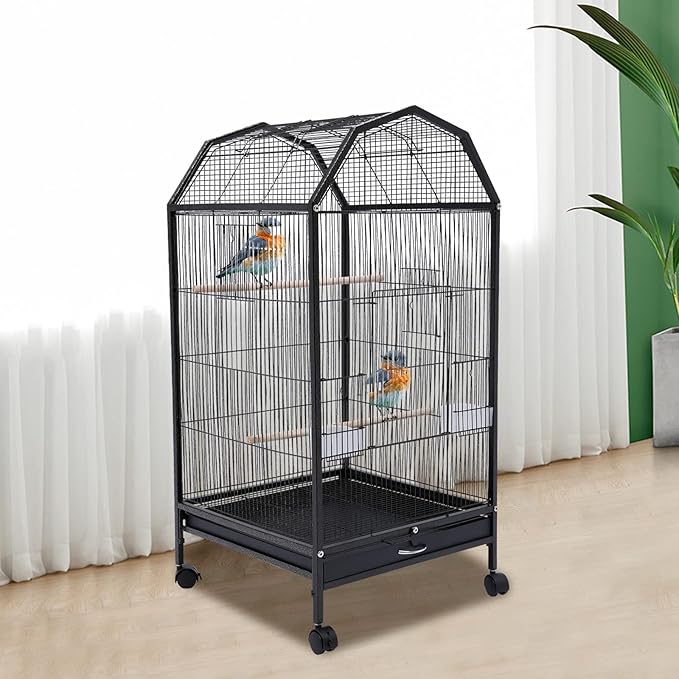 Parakeet Bird, Bird Cage with Stand Metal Pet Bird Flight Cages Large Finch Bird Cage for Budgies, Parakeets, Finches, Canaries, Lovebirds, Quaker Parrots, Cockatiels, Conures