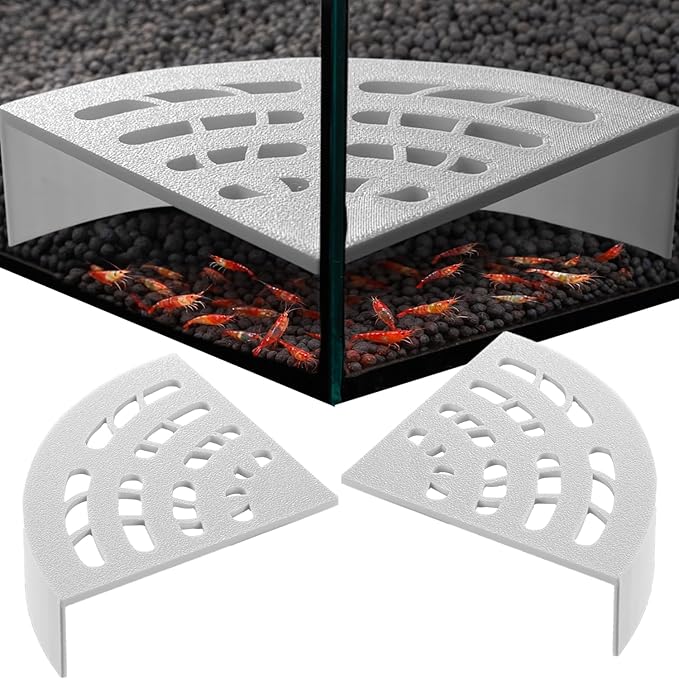 Shrimp Cave 2-Pack – Space-Saving Fan-Shaped Aquarium Cave Decor with 180° Wide-View Design, Compact Fish Tank Accessories for Cherry/Dwarf Shrimp (White)