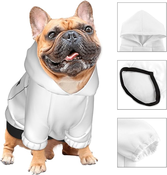 Dog Clothes, Custom Dog Hooded Sweatshirt, Personalized Pet Costume Robe Shirt with Text/Image/Club Name/Pet Shop Logo for Small Medium Large Dogs and Cats, White, S