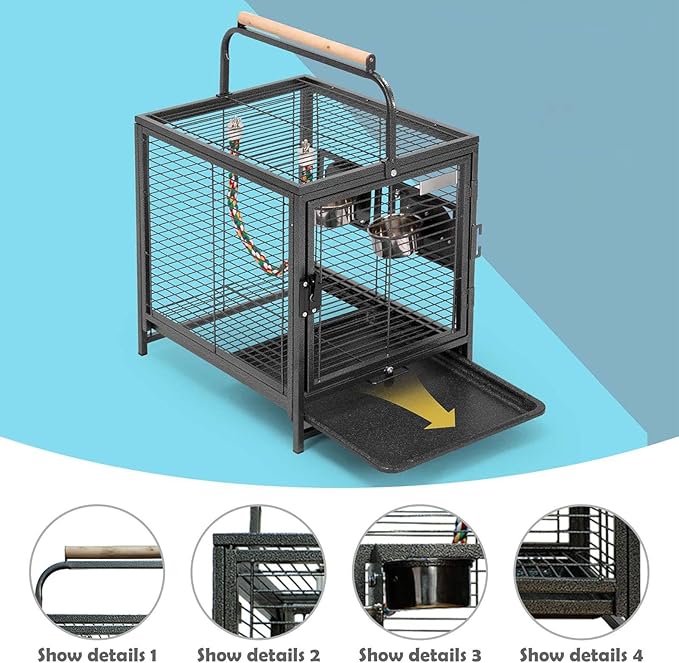 Cage Carrier Birdcage Sturdy Lightweight Bird Cage with Handle for Cockatiels Hedgehogs Lovebirds Parrots Finches