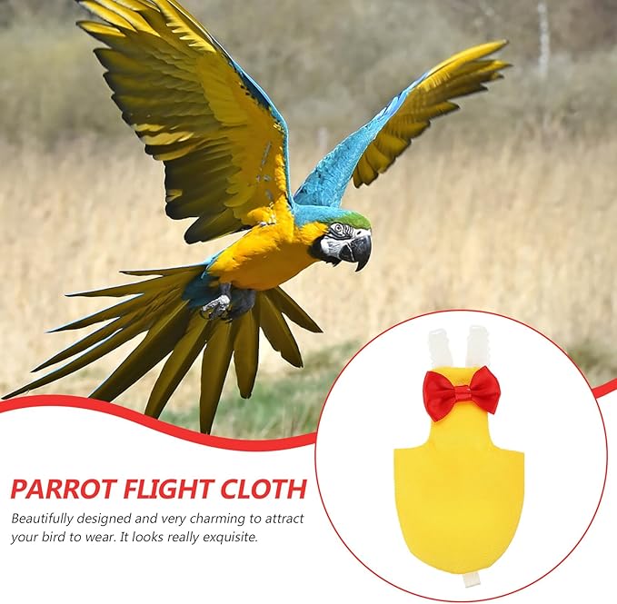 NUOBESTY Lightweight Parrot Diaper Flight Suit Comfortable Bird Clothes for Parakeets Cockatiels Conures Training Harness Prevent Messy Accidents Stylish Yellow