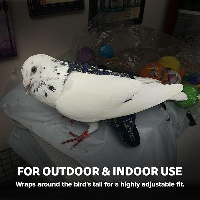 Bird Diaper, Wrap Around, for Larger Pigeons, Small Breed Hens and Roosters, Leak-Proof Design, Comfortable Fleece Strap Bird Harness with Sewn-in Liner & Secure Hook and Loop Closure - XS, Pink