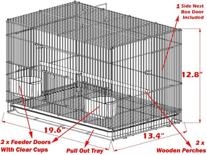 Lot of Ten Aviary Breeding Breeder Lovebird Finch Parakeet Finch Flight Cage with Side Nesting Box Doors 20"x14"x14"H