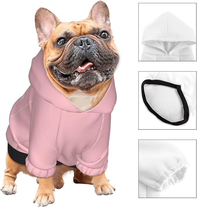 Personalized Dog Hoodie, Custom Dog Costumes for Small Dogs, Holiday Happy Dog Clothes Football Pet Shirt Sweater with Name Number for Girl/Boy Cats/Kitten, Pink, XL