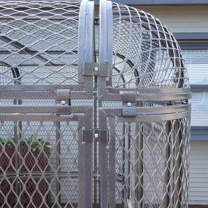 Large Walk-in Cage 77-inch Heavy Duty Birdcage Outdoor Diamond Grid Aviary Parrot Cage Wide Flight Metal Birdcage for Macaw Budgie Conure Lovebird Parakeet Cockatiel, 6.4x3.87x5.91ft, Silver